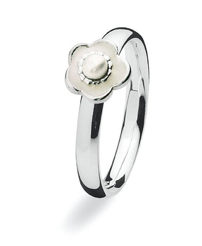 sterling silver Max ring with enamel flower motif