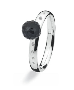 Sterling silver Max ring with onyx and cubic zirconias