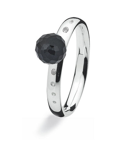 Sterling silver Max ring with onyx and cubic zirconias