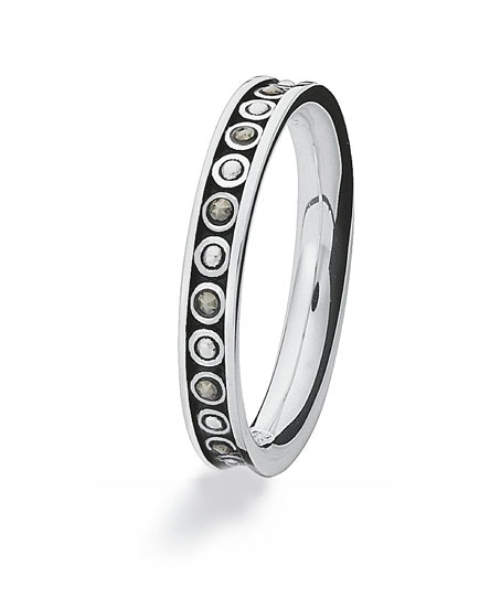 Sterling silver Max ring with macasite/chinese ink