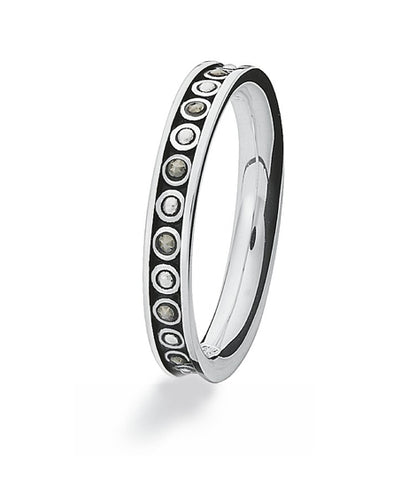 Sterling silver Max ring with macasite/chinese ink