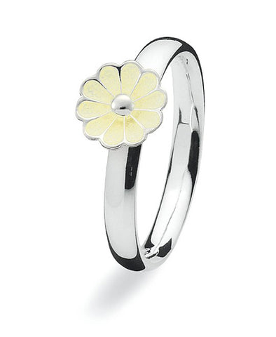 Sterling silver Max ring with yellow enamelled flower.