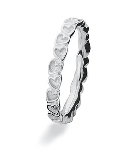 Sterling silver Max ring with heart motif on band.