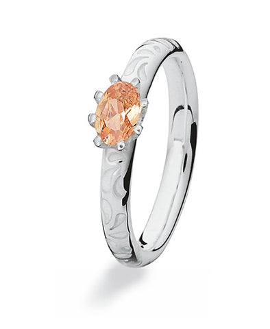Sterling silver Max ring with champagne cubic zirconia.