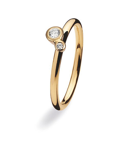 9 carat gold ring with a setting of two cubic zirconias