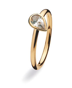 9 carat gold ring with tear shaped cubic zirconia