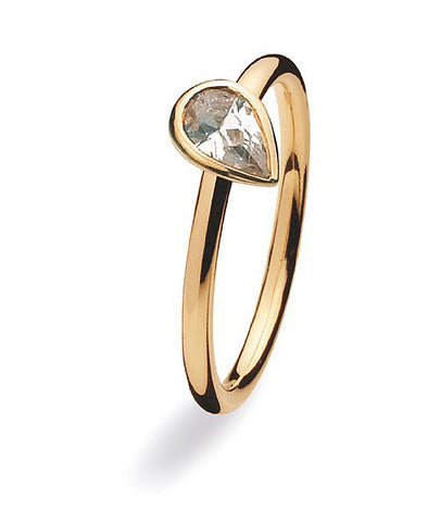 9 carat gold ring with tear shaped cubic zirconia