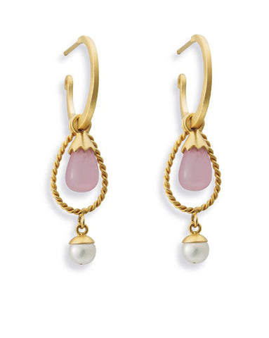 Earrings with Sterling silver, gold plate and rose quartz.