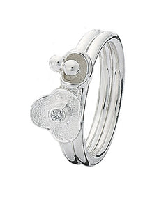 Sterling silver Spinning Jewelry combination featuring cubic zirconia