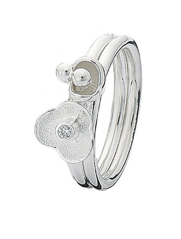 Sterling silver Spinning Jewelry combination featuring cubic zirconia