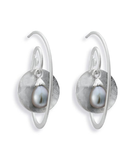 Earring combination 'BELLA' from Spinning Jewelry features sterling silver and grey freshwater pearls.