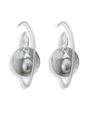 Earring combination 'BELLA' from Spinning Jewelry features sterling silver and grey freshwater pearls.
