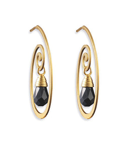 Earring combination 'BLACK ELEGANCE' from Spinning Jewelry, featuring sterling silver, gold plate and black cubic zirconias.