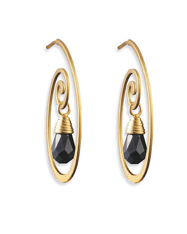 Earring combination 'BLACK ELEGANCE' from Spinning Jewelry, featuring sterling silver, gold plate and black cubic zirconias.