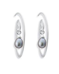 Earring combination 'BLUES' from Spinning Jewelry, featuring sterling silver and grey freshwater pearls.
