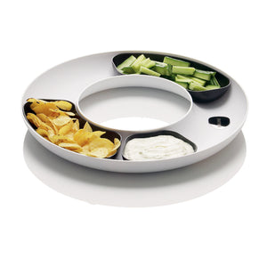 Circle dish large, white, with inserts
