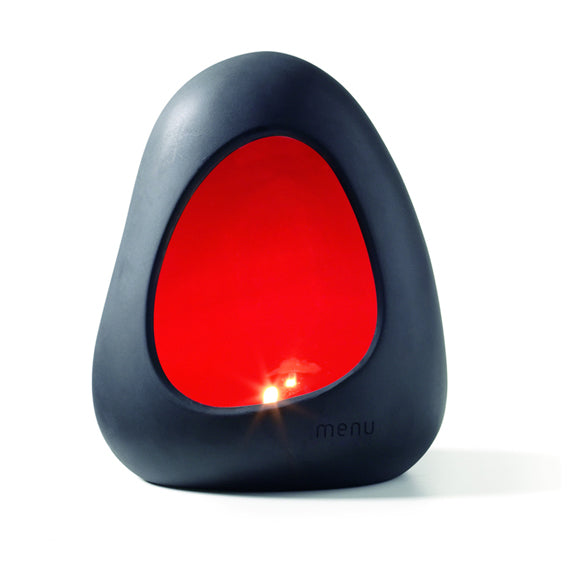 Magma Stone candleholder, red standing