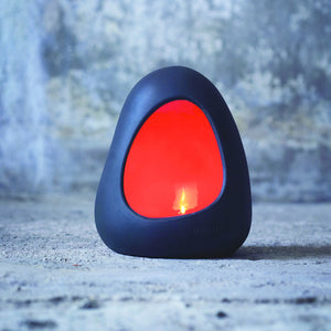Magma Stone candleholder, red standing