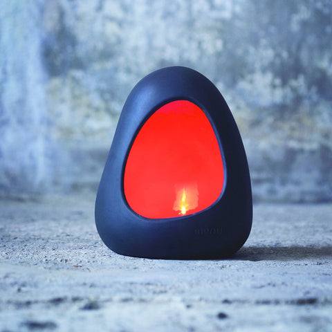 Magma Stone candleholder, red standing