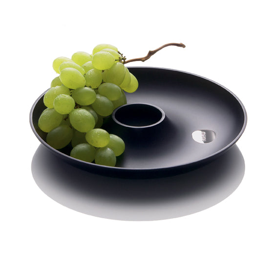 Circle dish small, black.