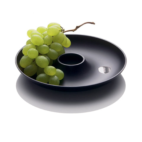 Circle dish small, black.