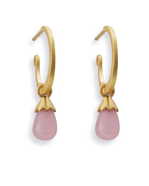Earring combination 'SUMMER' from Spinning Jewelry, featuring sterling silver and gold plate hooks and hangers, with rose quartz.