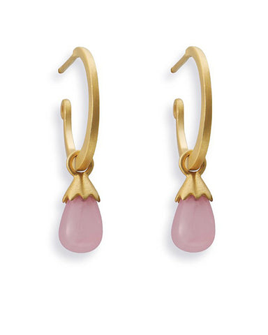 Earring combination 'SUMMER' from Spinning Jewelry, featuring sterling silver and gold plate hooks and hangers, with rose quartz.