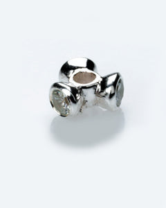 Necklace and bracelet charm in sterling silver with cubic zirconias