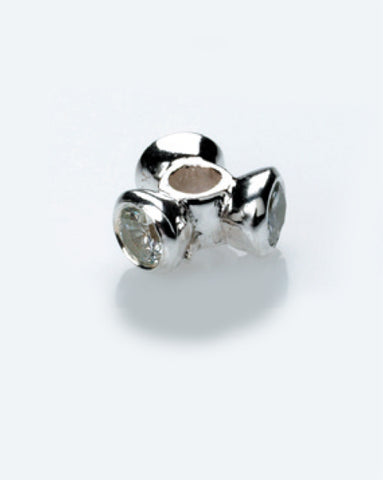 Necklace and bracelet charm in sterling silver with cubic zirconias