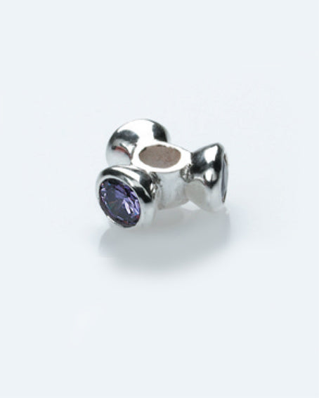 Necklace and bracelet charm in sterling silver with cubic zirconias