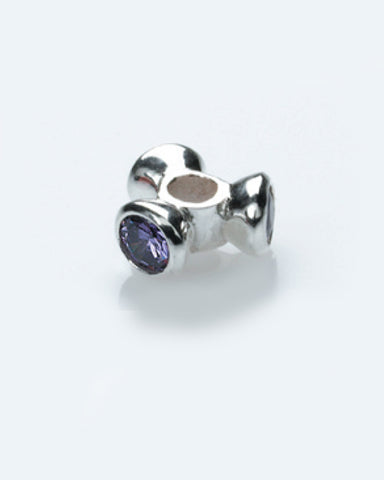 Necklace and bracelet charm in sterling silver with cubic zirconias