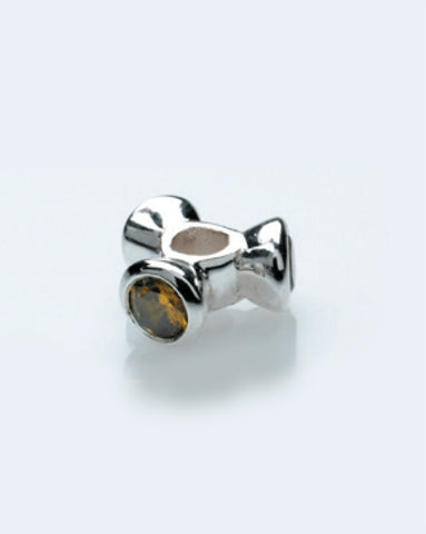 Necklace and bracelet charm in sterling silver with cubic zirconias